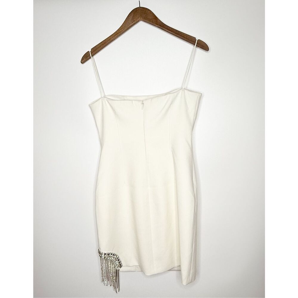 Cinq a Sept Sammy Rhinestone Fringe Mini Dress Off White New Size 8 - Picture 8 of 12